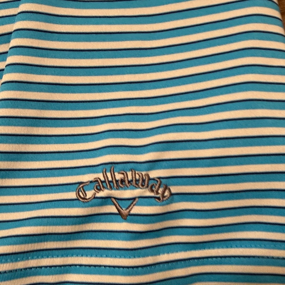 Callaway Blue and White Striped Polo Shirt - Picture 3 of 5